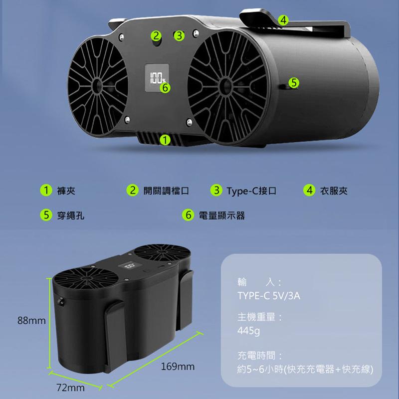 10000mAh掛腰風扇 腰掛風機 工地降溫神器 便攜式充電腰間小空調 腰間風扇 隨身風扇 移動風扇 掛脖風扇 電風扇-細節圖8