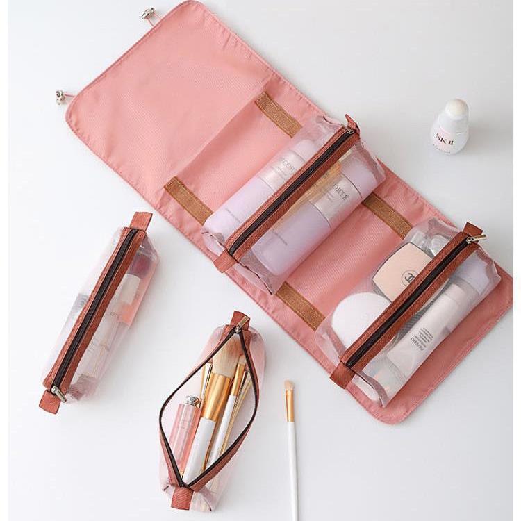 當天出貨 韓風旅行洗漱包 四合一可分拆化妝包 可懸掛 露營 旅行盥洗包 可拆分設計，四個包可隨意拆卸 小空間大容量-細節圖3