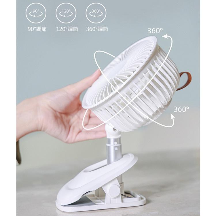 促銷 搖頭夾式風扇 桌面夾式風扇 自動擺頭 (USB充電) 多角度+伸縮+壁掛 三檔風量 嬰兒車/宿舍/辦公室-細節圖2