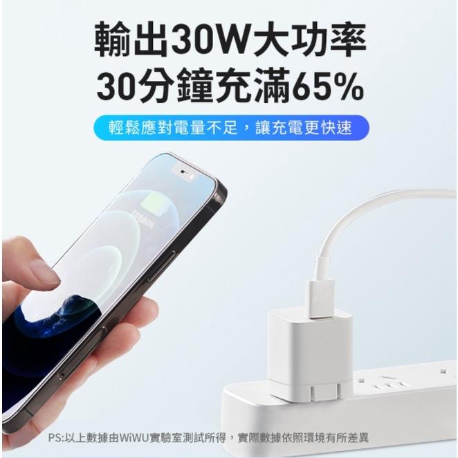 秒出現貨【WiWU】氮化鎵迷你快充 電源供應器 21TW301 30W大功率 PD極速充電IPHONE13-細節圖3