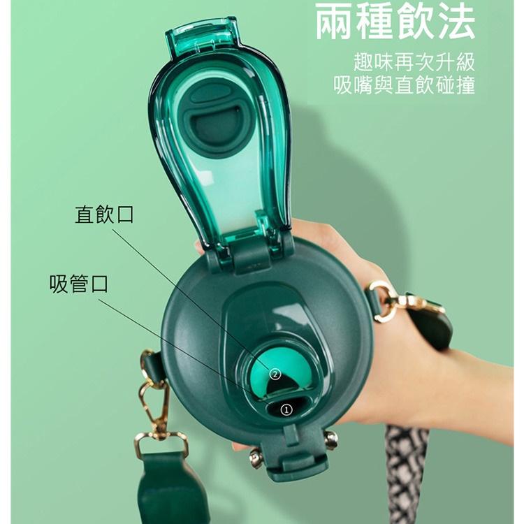 現貨 隨行雙飲杯 含背帶 水杯 直飲+吸管雙飲，揹帶水杯 洗管水杯 冷水杯 咖啡杯 隨行杯 兩用水杯 650m-細節圖8