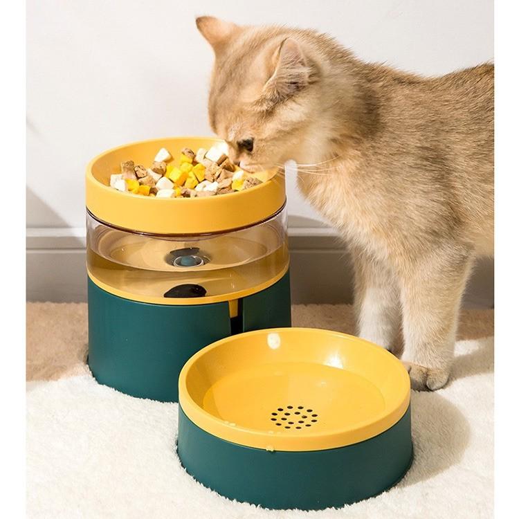 秒出現貨 自動續水餵食 寵物雙碗自動飲水機+餐碗 飲水器 水碗 水盆 寵物碗 貓碗 狗碗 食盆 自動續水不插電-細節圖8