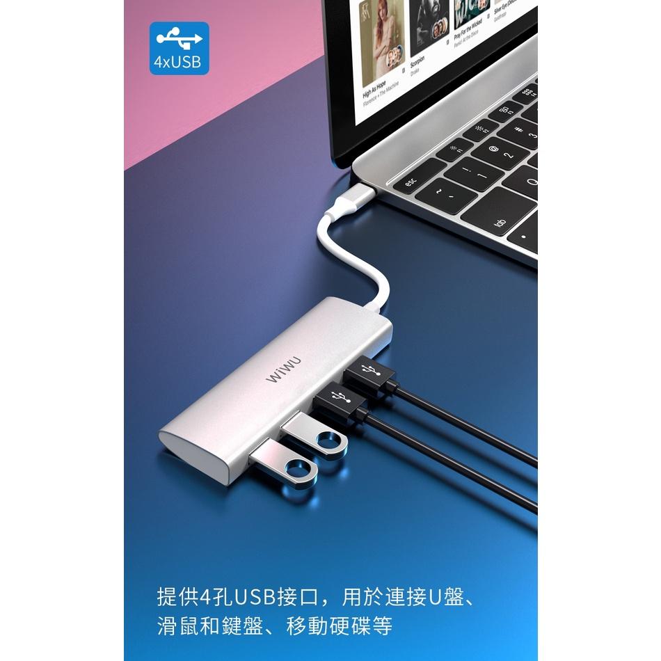 免運 台灣公司貨 BSMI認證 WiWU Alpha A440 Type-C轉USB 3.0 (4埠USB Hub)-細節圖2