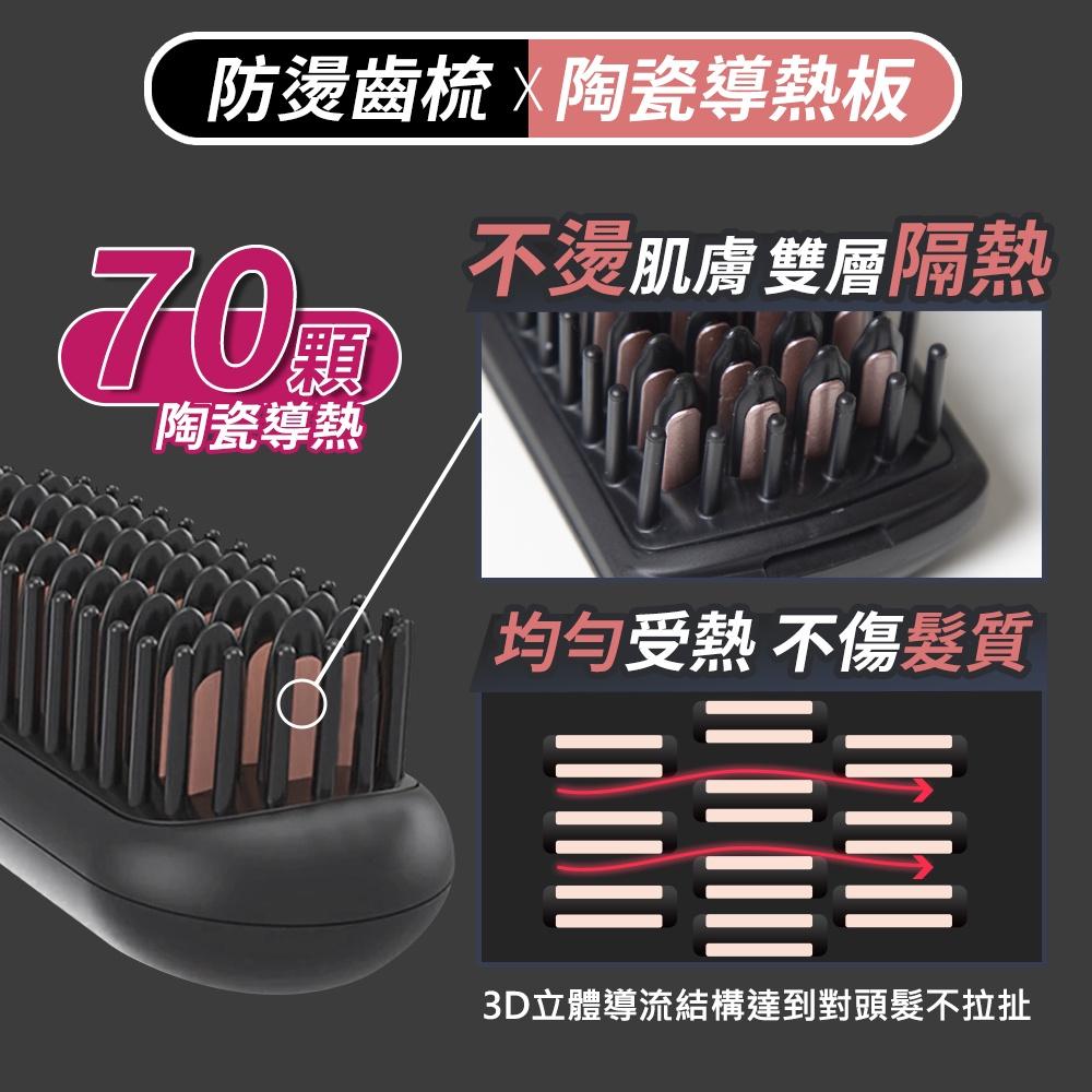 特惠 型男必備款 【Anqueen】QA-N2300溫控魔髮造型梳 無線設計 均勻受熱不傷髮質 輕巧又好帶 多段溫控-細節圖3