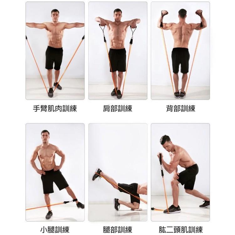 健身拉力繩  健身器材 11件套健身拉力繩 100磅彈力拉繩訓練器 家用健身器材 鍛鍊手部/腿部/背部等各部位肌肉-細節圖4