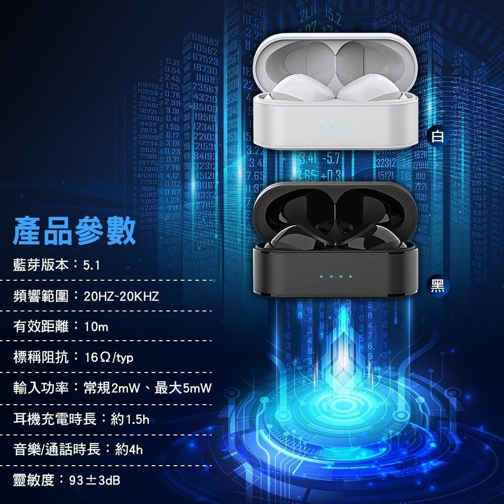 邁斯MEES T3 藍芽5.1 雙耳無線立體重低音耳機 充電收納盒 可單耳 攜帶方便 防水 運動 通話 TYPE-C充電-細節圖2