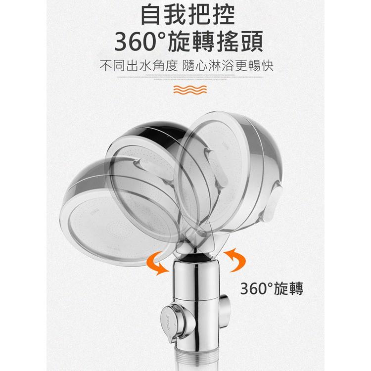 促銷 過濾蓮蓬頭 三檔出水+止水開關 360度多角度 圓頭花灑(銀色) 可替換式過濾芯設計，淨化水質-細節圖6