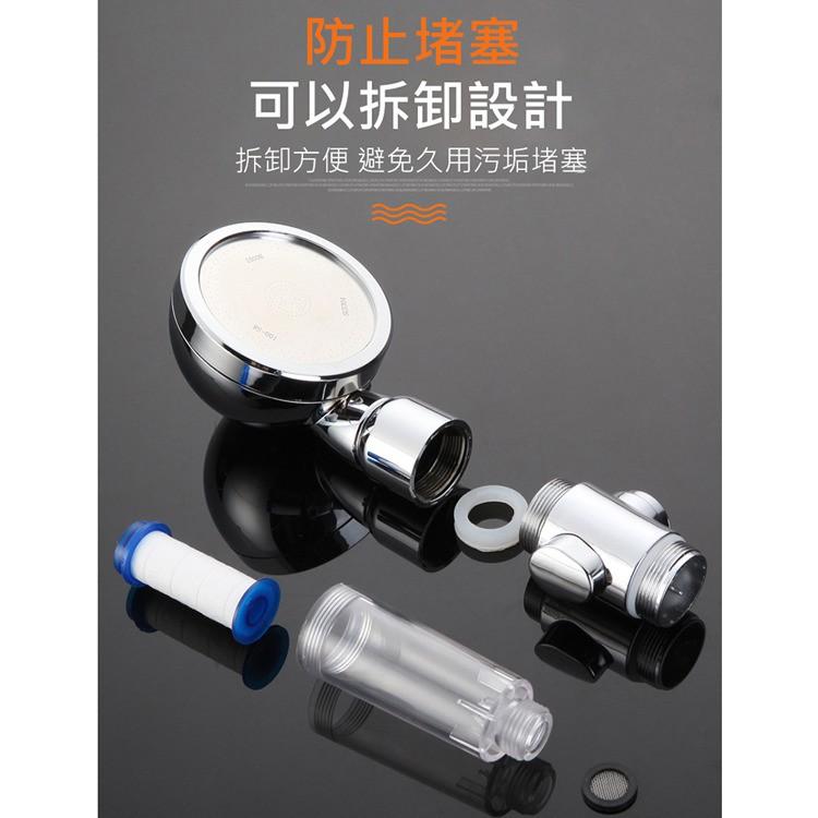 促銷 過濾蓮蓬頭 三檔出水+止水開關 360度多角度 圓頭花灑(銀色) 可替換式過濾芯設計，淨化水質-細節圖7
