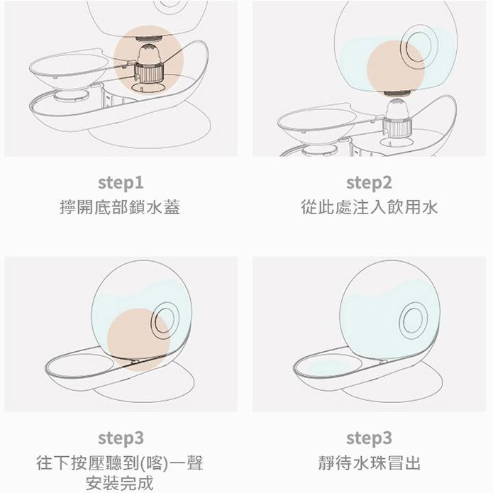 寵物自動飲水機 蝸牛飲水器 自動飲水機 餵水神器 貓咪狗狗喝水器 水碗 水盆 自動續水/不插電自動循環過濾-細節圖7