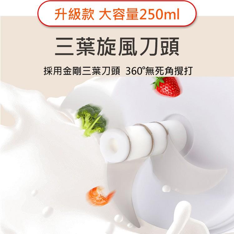 食物調理機 料理機 碎菜料理機 攪菜機 切菜機 切碎機 250ml+100ml電動蒜泥機 切碎機 USB充電 白色-細節圖3