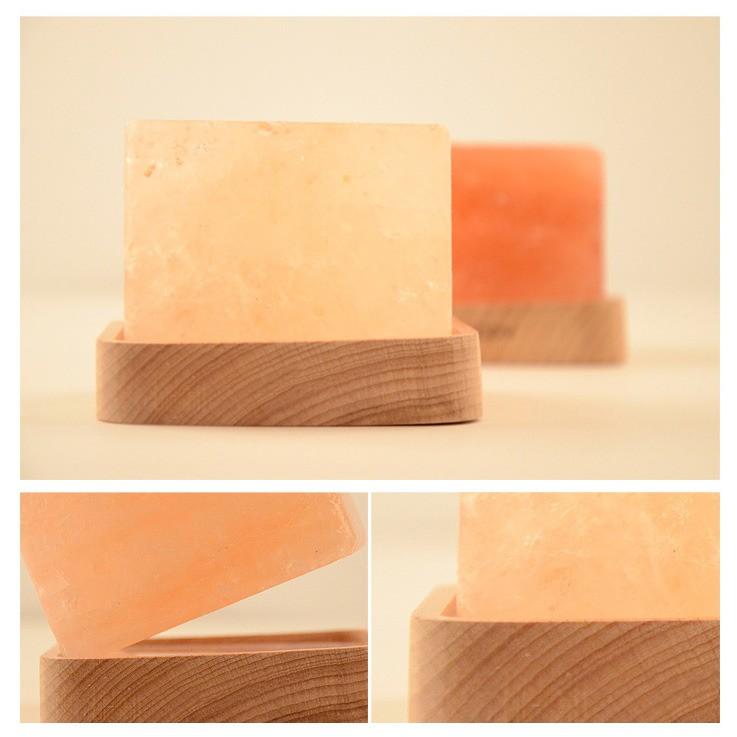 促銷 開運能量 天然鹽燈 負離子水晶鹽燈 現代淨化空氣 安眠 小夜燈 原木底座居家風水擺飾 能量岩鹽-細節圖9