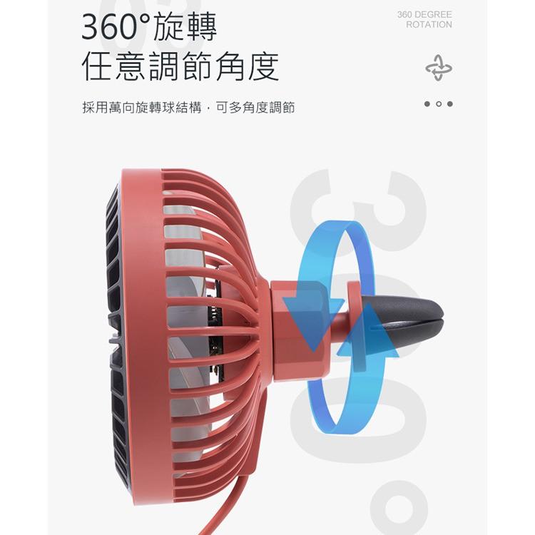 【24H快速出貨】👍降溫神器  USB車用風扇  可夾冷氣出風口 出風口後座風扇 夜燈風扇 桌扇 (USB電源)-細節圖2