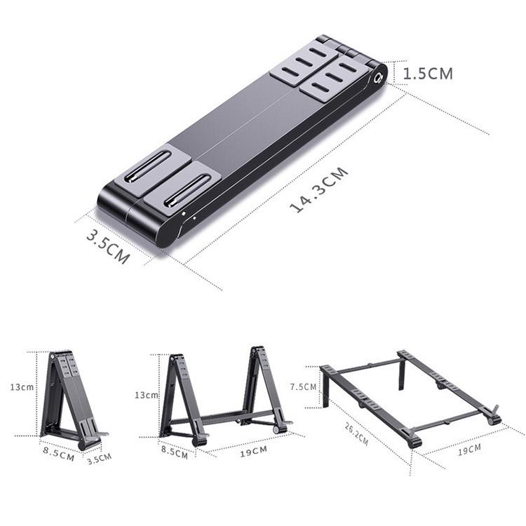 台灣現貨 收納便利 平板支架 多功能金屬散熱架三合一魔術支架  鋁合金魔術折疊支架  手機/平板/筆電三合一支架-細節圖9