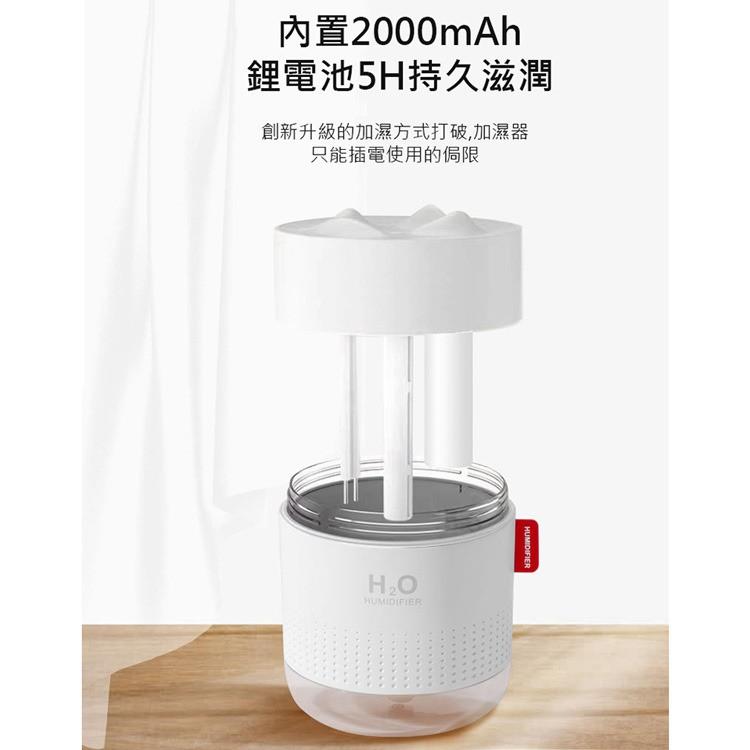 現貨 快速出貨 雪山加濕器 無線加濕器 USB夜燈 (450ml) 長亮 呼吸 暖光 小夜燈 氛圍燈 精油香熏機-細節圖3