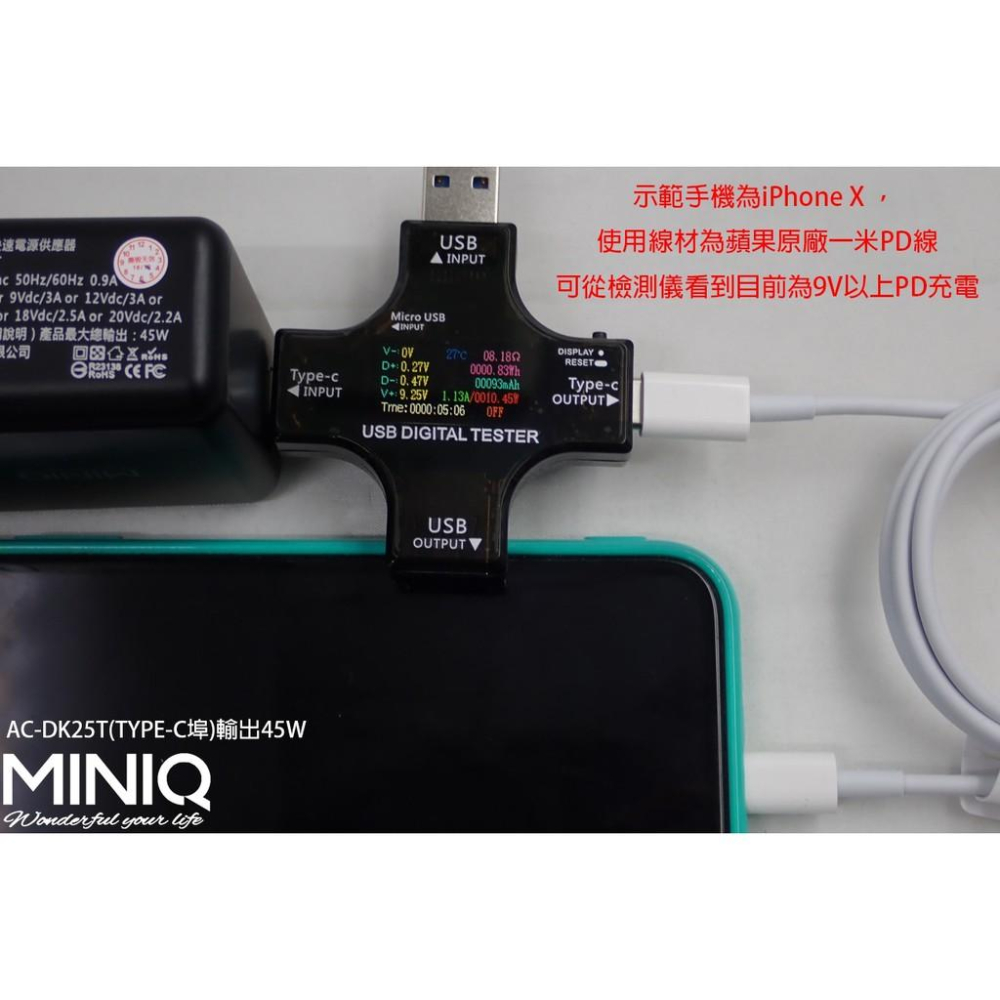 (促銷)👍台灣製造MINIQ 高速單孔可折疊充電器QC3.0 經典質感雙色 AC-DK25T TYPEC萬用充電器-細節圖6