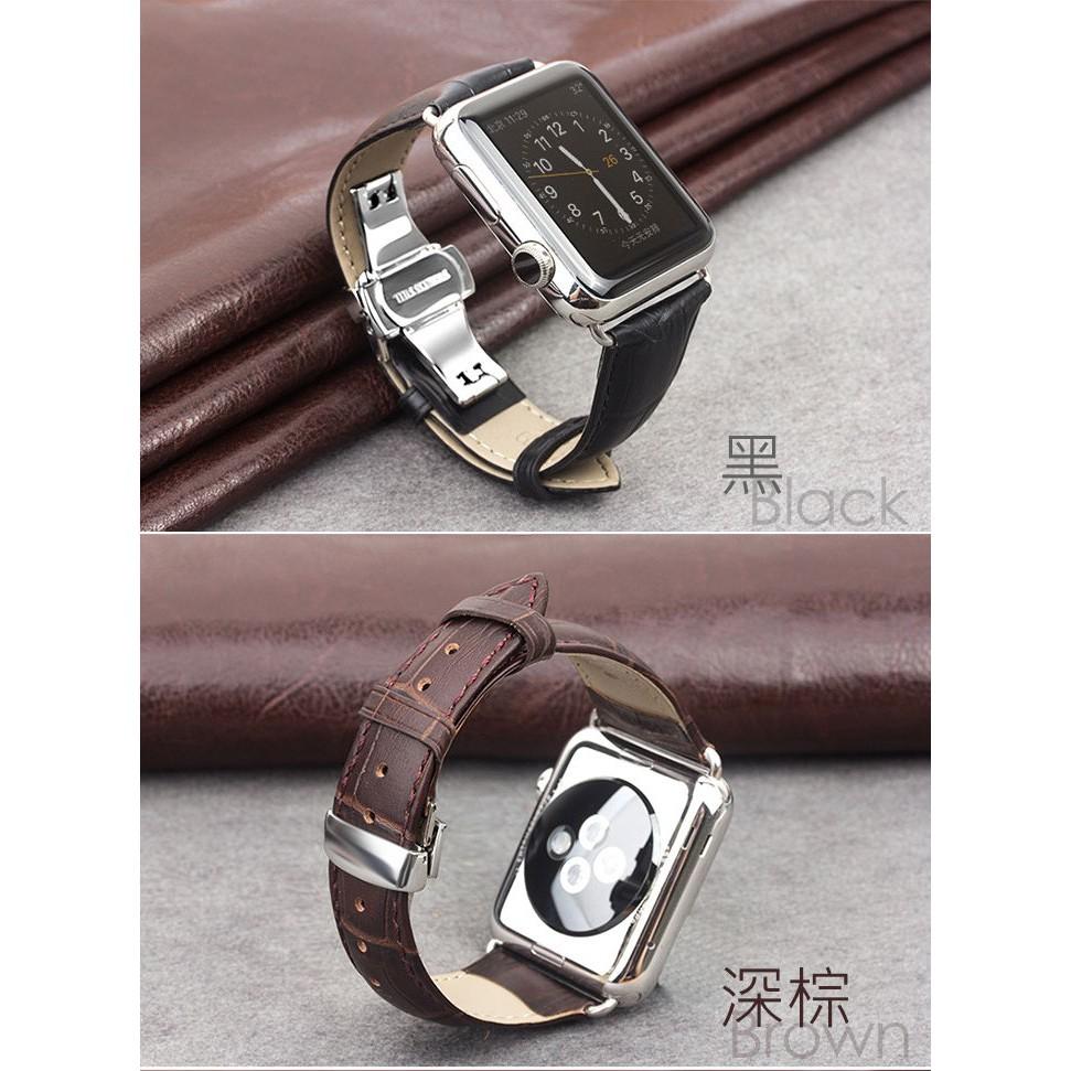 特價 免運⌚apple watch商務錶帶蘋果手錶手工真皮iwatch1/2/3/4 代38/42mm吸汗透氣舒適-細節圖3