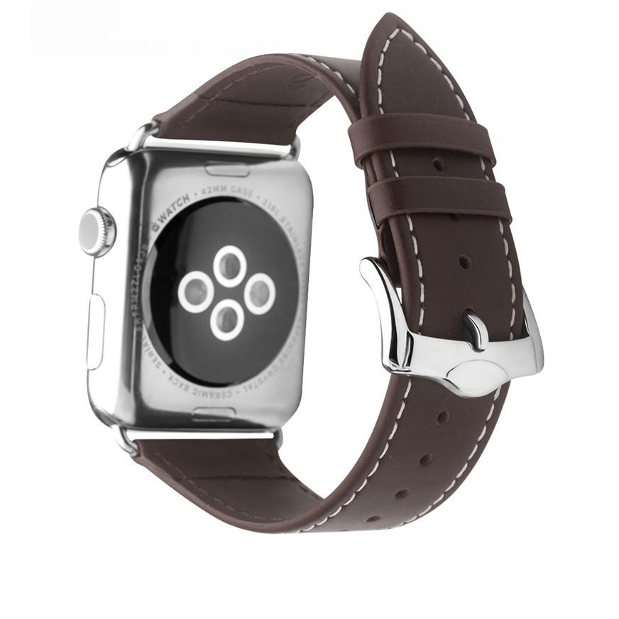 真皮製品 Apple Watch錶帶3代38/42mm真皮蘋果iwatch4 40/44mm 手工定制頭層牛皮防水防汗-細節圖7