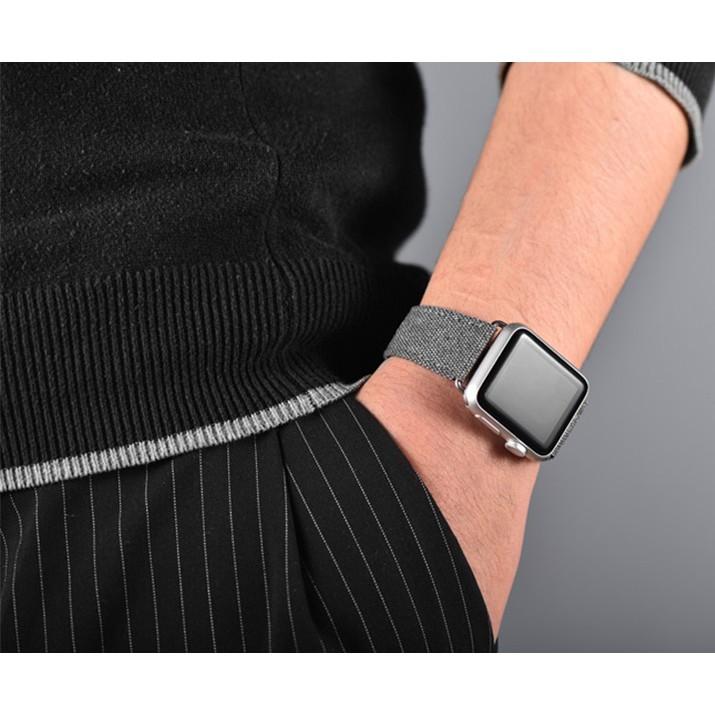 代理公司貨📢 【XOOMZ 】Apple Watch 42mm 44mm 布藝撞色錶帶 布料與皮革的完美結合-細節圖5