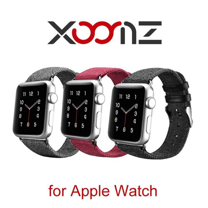 代理公司貨📢 【XOOMZ 】Apple Watch 42mm 44mm 布藝撞色錶帶 布料與皮革的完美結合-細節圖6