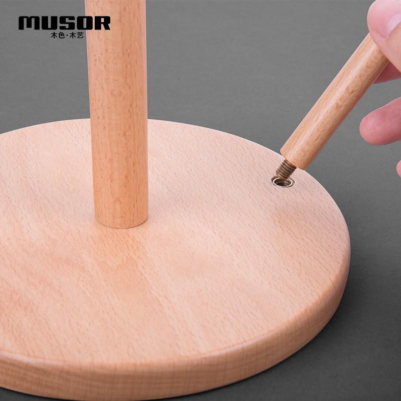 原木工藝 MUSOR【咖啡色】簡約風 木質廚房紙巾架 掛架 原木 捲紙架吸油紙專用 交換禮物-細節圖4