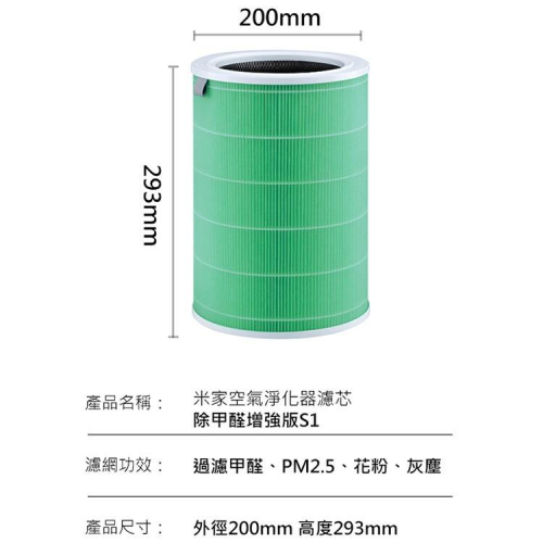 米家空氣淨化器濾芯 除甲醛增強版 S1三重淨化 一體集成 適用於淨化器2/3/2S/pro 小米有效過濾PM2.5