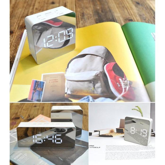 特價優惠 鏡面時鐘 多功能鏡面LED鐘 數字鬧鐘 靜音 LED鏡子鬧鐘 電子鬧鐘(USB供電)鬧鐘-細節圖7