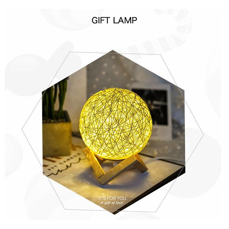 活動下標區🎁 臥室床頭創意簡約現代 藤球LED調光臺燈臥室usb小夜燈插電節能 LED燈 桌燈 床頭燈 氣氛燈-細節圖3