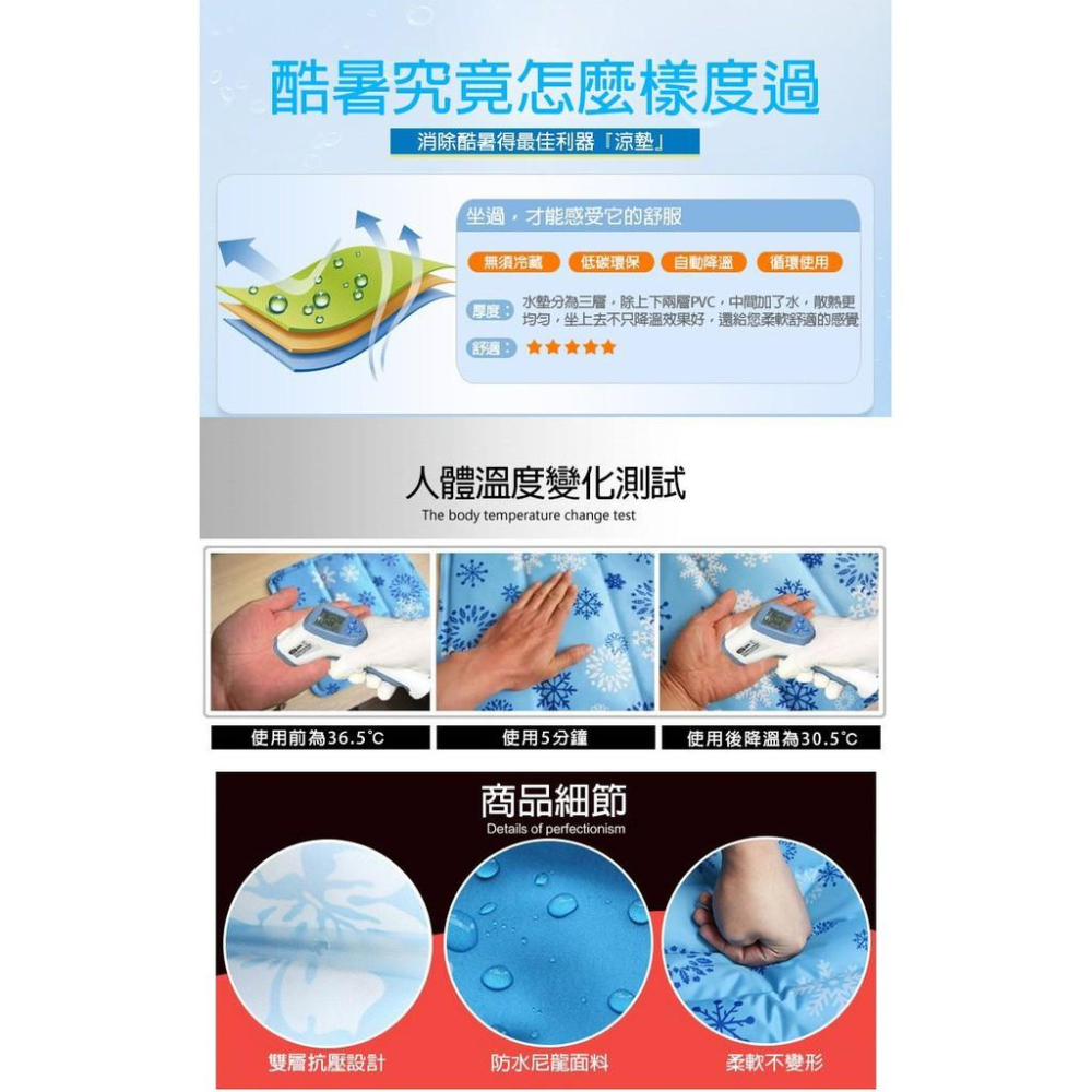 【24H快速出貨】👍單人水涼墊/水墊-190X75cm(送水枕/涼枕) 消暑涼夏水床 可當沙發坐墊 冰枕-細節圖5