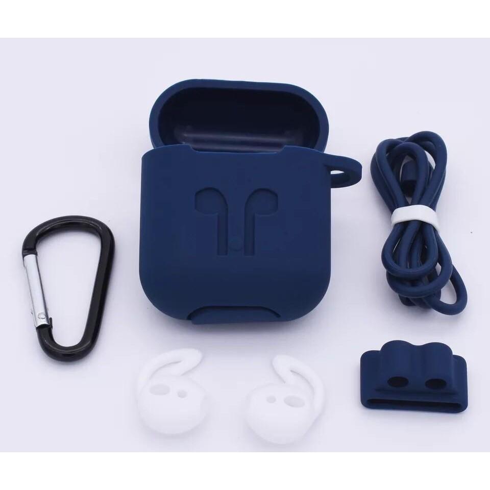 秒出現貨 Apple AirPods 藍牙耳機盒保護套 矽膠套 【送防丟繩+扣環】矽膠材質可水洗 收納 保護套-細節圖2