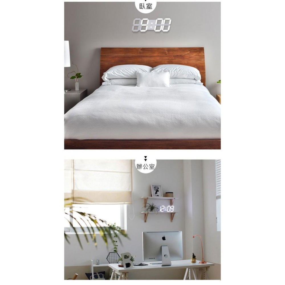 雙12特價🔎 (大款) 工業風 3D立體數字LED時鐘 可顯示溫度/日期 夜光掛鐘 電子鐘 工業風 科技時尚 數字鐘-細節圖9