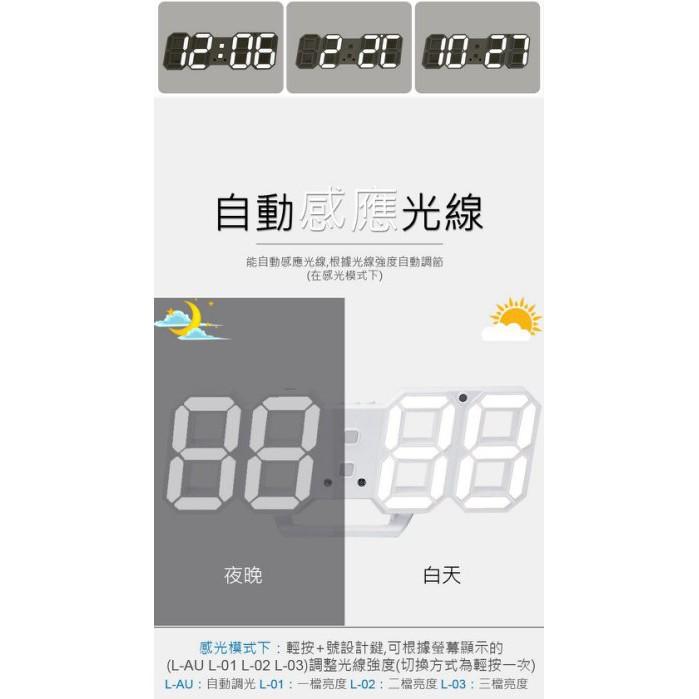 時尚 LED 立體數字時鐘 3D 掛鐘 可顯示溫度 電子式 時鐘 電子鐘 夜光 數字鐘 工業風 鬧鈴 USB供電-細節圖4