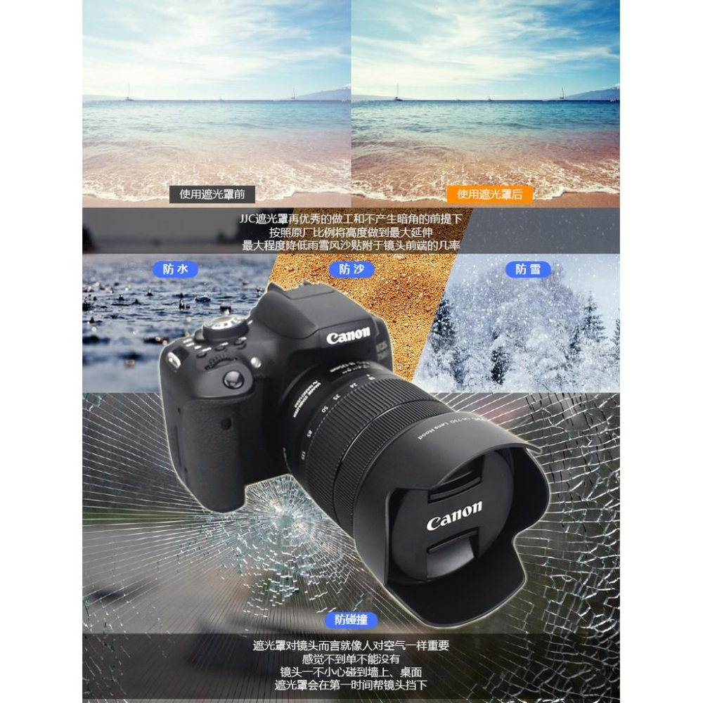 JJC公司貨Canon EOS 80D 90D EW-73D EW73D遮光罩F-S 18-135mm IS USM-細節圖3