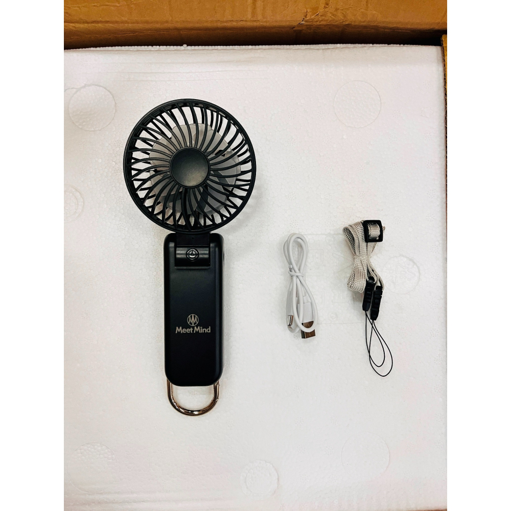 Meet Mind USB充電 可折疊掛扣式雙扇葉涼風扇 隨身風扇 新型雙層扇葉結構 五段大風力 4000mAh超大電量-細節圖5