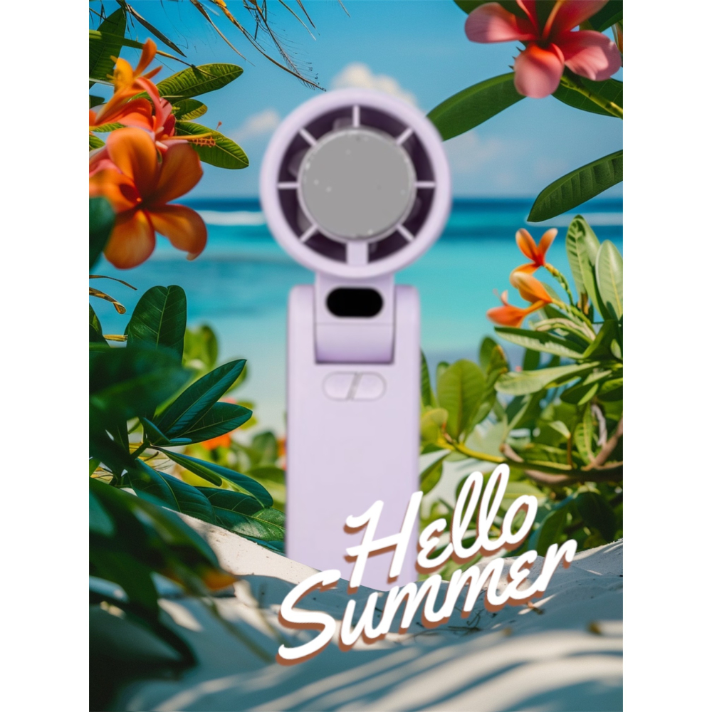 台灣出貨 CYKE冷敷折疊風扇100檔 渦輪高速手持風扇 數顯小風扇 暴力風扇 掛脖風扇 掛繩 USB充電-細節圖2