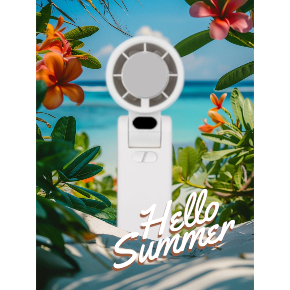 台灣出貨 CYKE冷敷折疊風扇100檔 渦輪高速手持風扇 數顯小風扇 暴力風扇 掛脖風扇 掛繩 USB充電-細節圖3