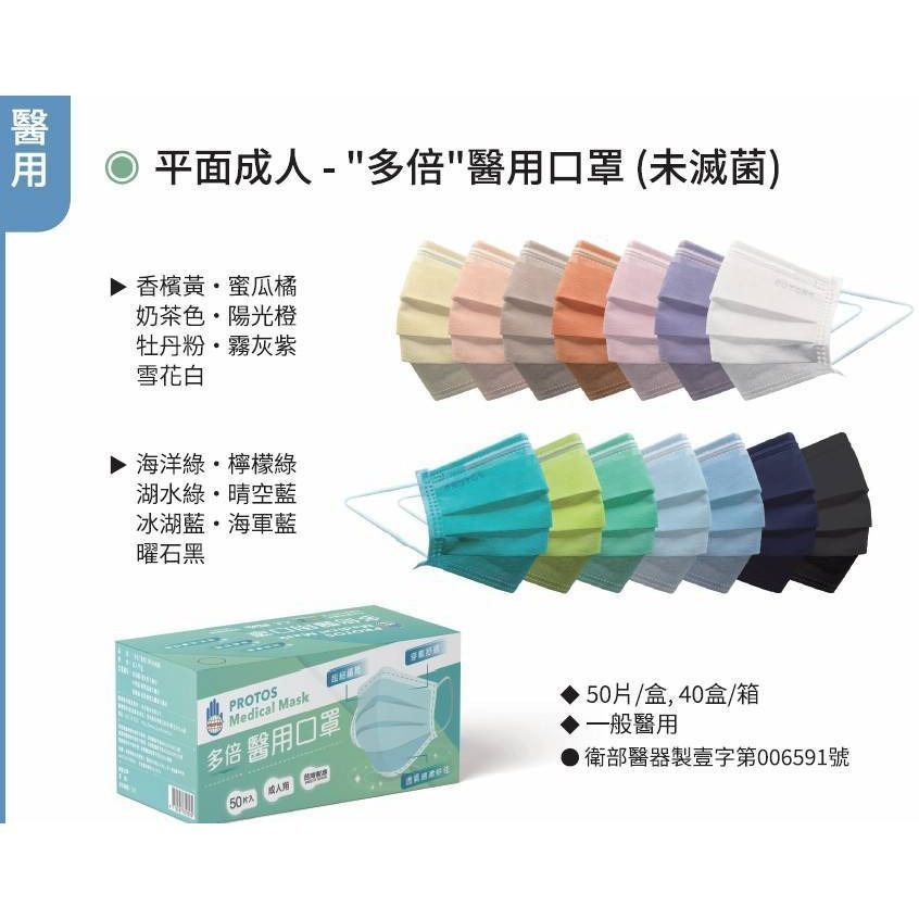 多倍 醫療平面成人口罩／PROTOS平面醫用口罩／成人醫療口罩／彩色成人醫療口罩【伊豆無塵室耗材】-細節圖2