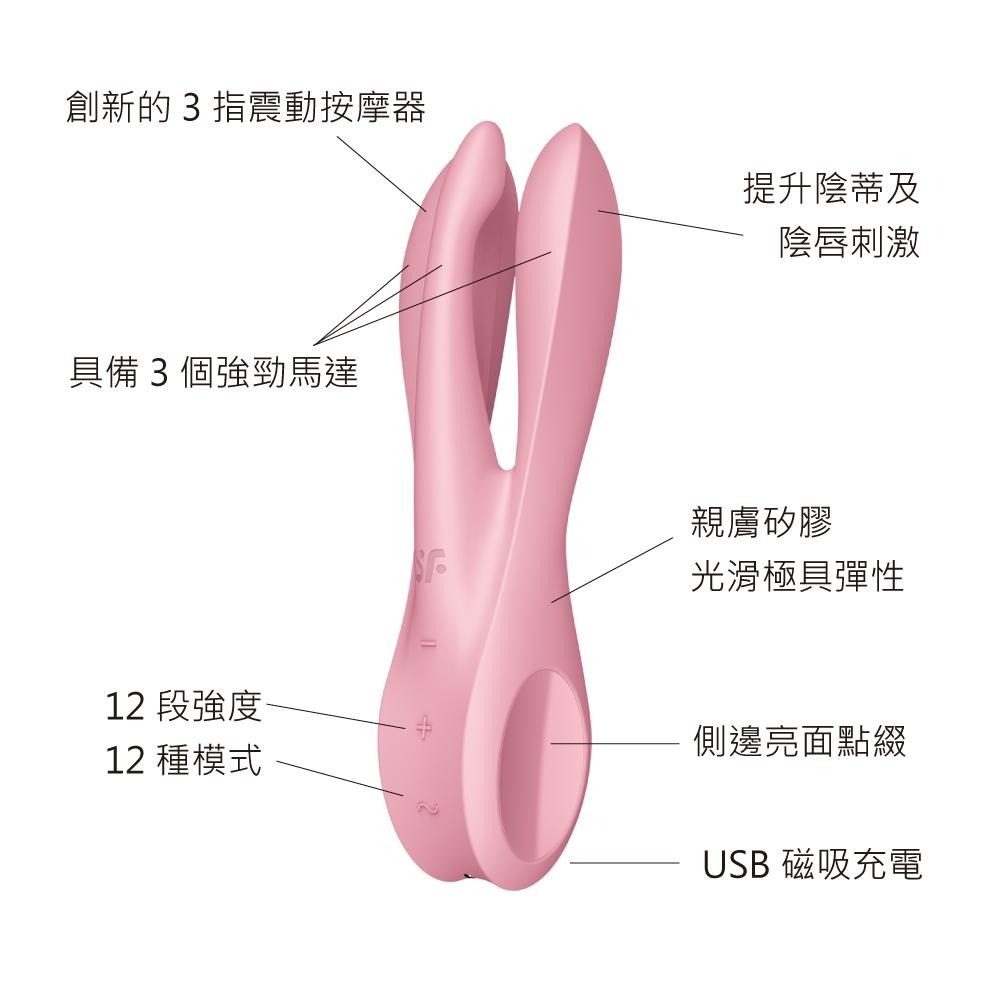 Satisfyer Threesome1 12頻三指式電動按摩棒 原廠公司貨 Dr.情趣 女用自慰棒 成人情趣精品-細節圖8