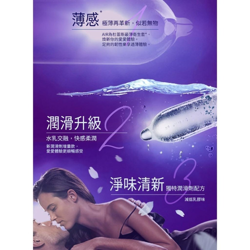 杜蕾斯 AIR 輕薄幻隱潤滑裝保險套 3入 8入/盒 原廠公司貨 Dr.情趣 台灣現貨 薄型衛生套 避孕套 安全套-細節圖3