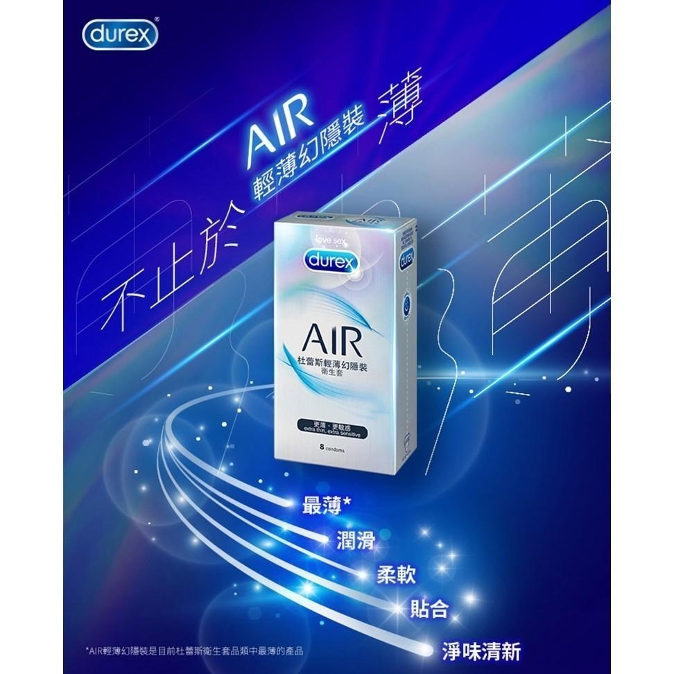 杜蕾斯 AIR 輕薄幻隱裝保險套 3入 8入/盒 原廠公司貨 Dr.情趣 台灣現貨 薄型衛生套 避孕套 安全套-細節圖2