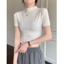 半高領正肩修身短T恤-規格圖3