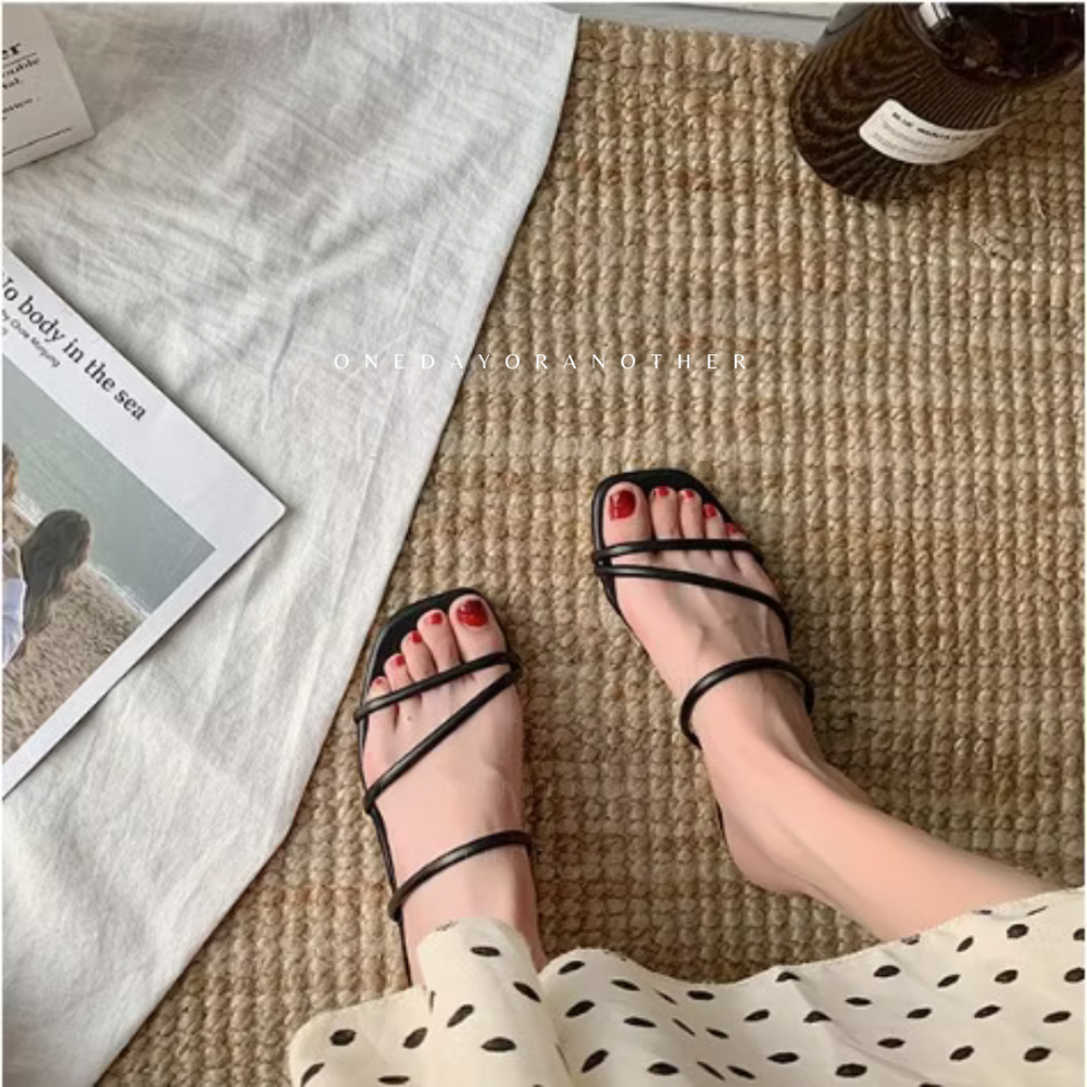 細帶平底輕便拖鞋 細帶拖鞋 羅馬涼鞋 一字交叉涼拖鞋 休閒涼鞋 平底拖鞋 羅馬鞋 居家拖鞋 外出拖鞋 百搭款 D303-細節圖3