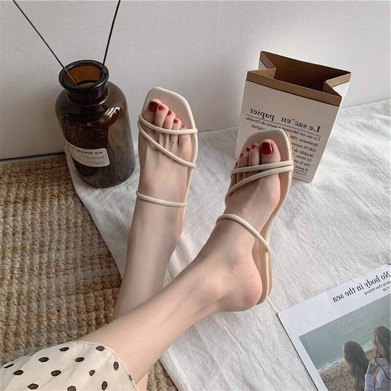 細帶平底輕便拖鞋 細帶拖鞋 羅馬涼鞋 一字交叉涼拖鞋 休閒涼鞋 平底拖鞋 羅馬鞋 居家拖鞋 外出拖鞋 百搭款 D303-細節圖5