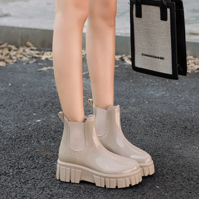 雨天百搭♥️鋸齒底短筒切爾西雨靴 防水鞋面 靴子 短靴 雨靴 防水 止滑 涉水鞋 防水靴 AC999-細節圖7