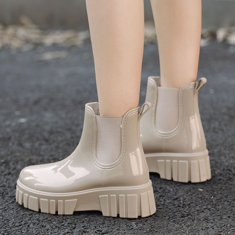 雨天百搭♥️鋸齒底短筒切爾西雨靴 防水鞋面 靴子 短靴 雨靴 防水 止滑 涉水鞋 防水靴 AC999-細節圖8