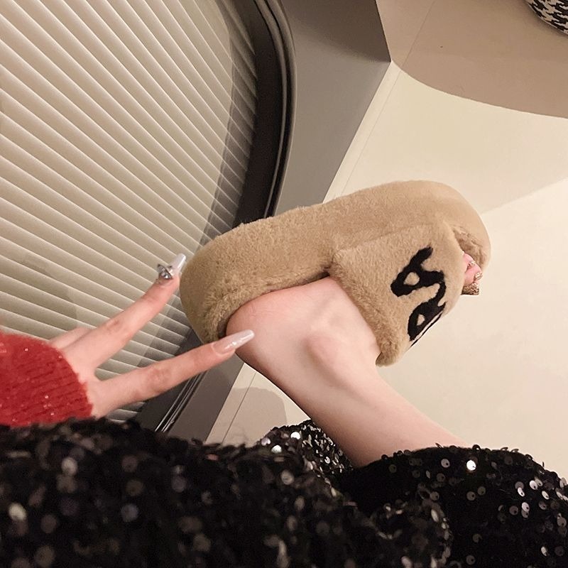 大尺碼36-42❤️毛毛拖鞋 毛毛拖 毛毛鞋 毛絨拖鞋 毛茸茸拖鞋 厚底拖鞋 居家拖鞋 一字絨毛 防寒拖鞋 女鞋9424-細節圖6