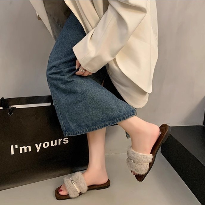 高級感水鑽毛毛拖鞋 毛毛拖 毛毛鞋 毛絨拖鞋 毛茸茸拖鞋 冬季拖鞋 室內拖鞋 平底拖鞋 居家拖鞋 外穿拖鞋 A88-1-細節圖10