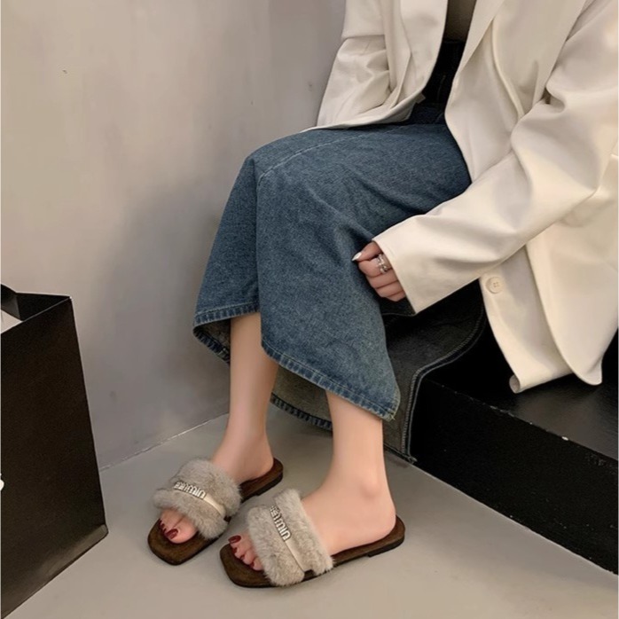 高級感水鑽毛毛拖鞋 毛毛拖 毛毛鞋 毛絨拖鞋 毛茸茸拖鞋 冬季拖鞋 室內拖鞋 平底拖鞋 居家拖鞋 外穿拖鞋 A88-1-細節圖11