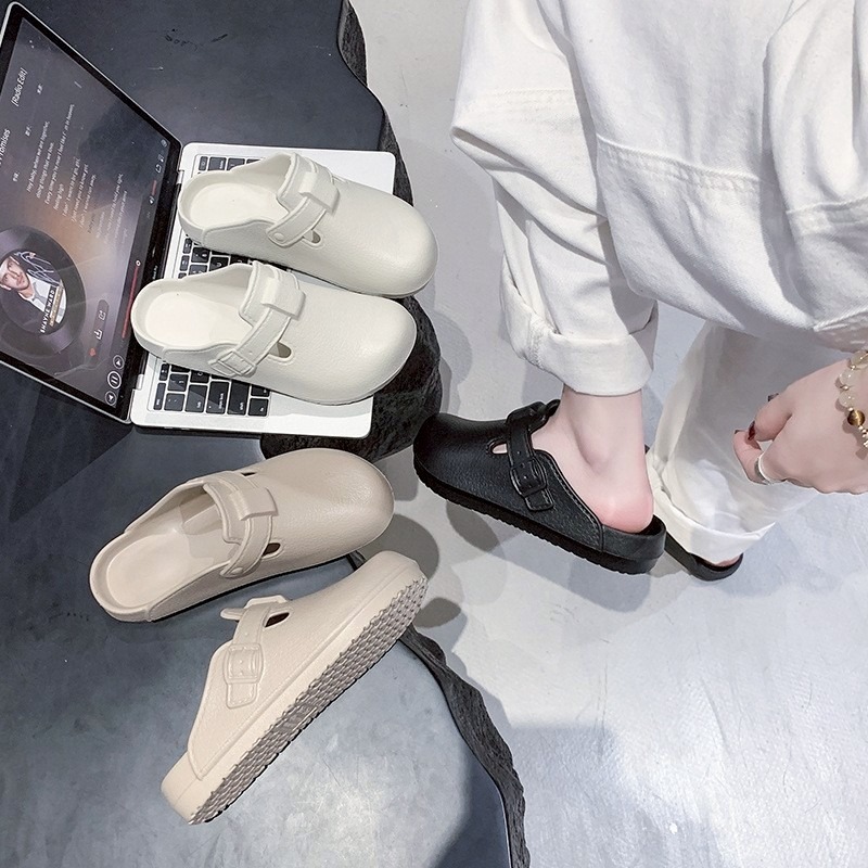 防水穆勒鞋 防水拖鞋 懶人鞋 洞洞鞋 厚底拖鞋 情侶拖鞋 皮革拖鞋 中性休閒鞋 百搭包頭拖鞋 懶人拖鞋 室外拖QQ678-細節圖2