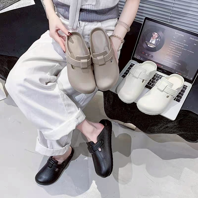 防水穆勒鞋 防水拖鞋 懶人鞋 洞洞鞋 厚底拖鞋 情侶拖鞋 皮革拖鞋 中性休閒鞋 百搭包頭拖鞋 懶人拖鞋 室外拖QQ678-細節圖3