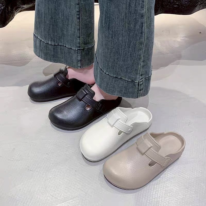 防水穆勒鞋 防水拖鞋 懶人鞋 洞洞鞋 厚底拖鞋 情侶拖鞋 皮革拖鞋 中性休閒鞋 百搭包頭拖鞋 懶人拖鞋 室外拖QQ678-細節圖4